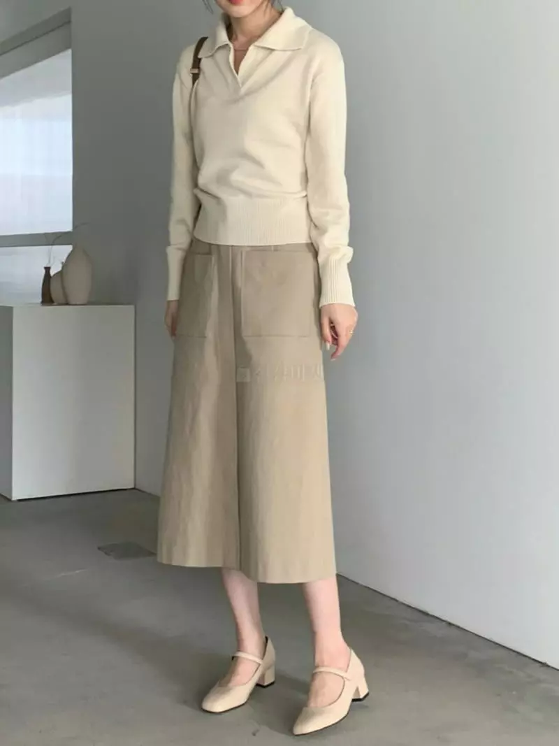 Baribari - Korean Women Fashion - #womensfashion - Obao Open Collar Knit Tee - 2