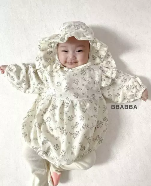Bbabba - Korean Baby Fashion - #babyboutique - Grain Bonnet Bodysuit - 3
