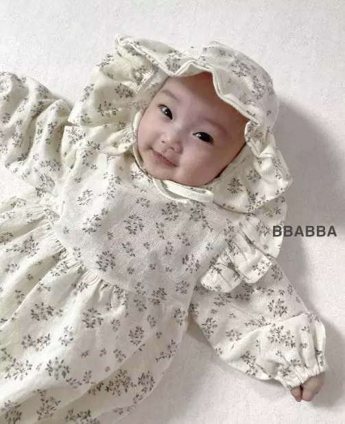 Bbabba - Korean Baby Fashion - #babyboutique - Grain Bonnet Bodysuit - 4
