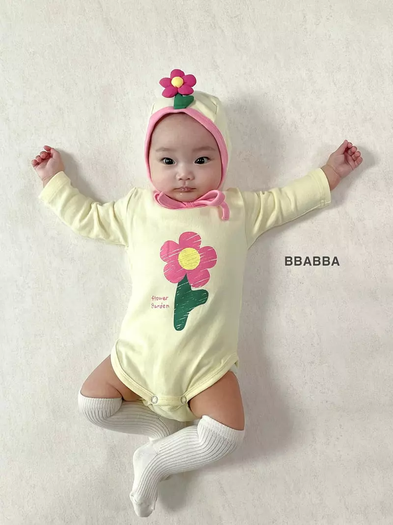 Bbabba - Korean Baby Fashion - #babyboutique - Bebe Flower Garden Bodysuit with Bonnet - 3