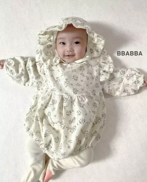 Bbabba - Korean Baby Fashion - #babyboutiqueclothing - Grain Bonnet Bodysuit - 5