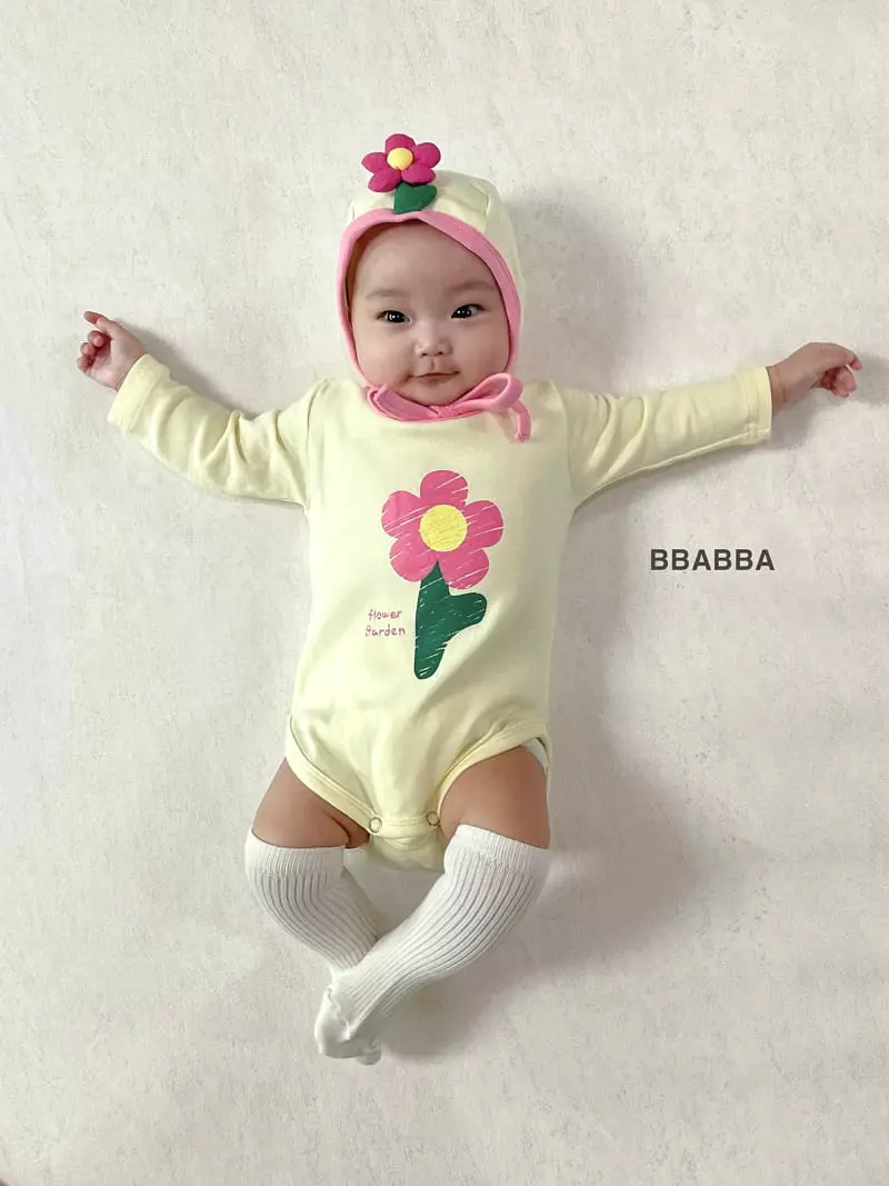 Bbabba - Korean Baby Fashion - #babyclothing - Bebe Flower Garden Bodysuit with Bonnet - 5