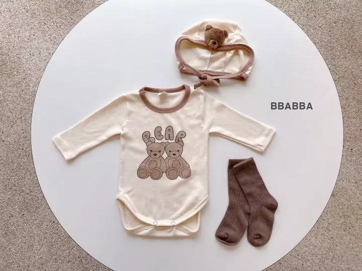 Bbabba - Korean Baby Fashion - #babyfever - Bear Bonnet Set - 2