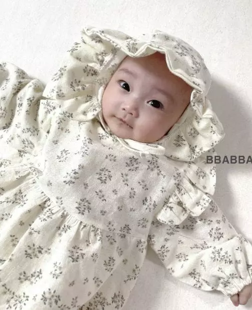 Bbabba - Korean Baby Fashion - #babygirlfashion - Grain Bonnet Bodysuit - 9