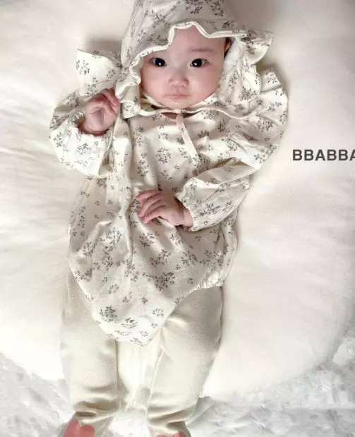 Bbabba - Korean Baby Fashion - #onlinebabyboutique - Grain Bonnet Bodysuit