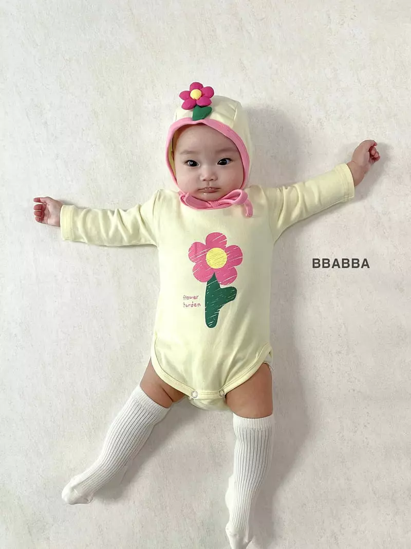 Bbabba - Korean Baby Fashion - #smilingbaby - Bebe Flower Garden Bodysuit with Bonnet - 2