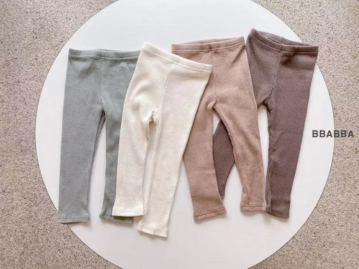 Bbabba - Korean Children Fashion - #childofig - Basic Rib Leggings - 2