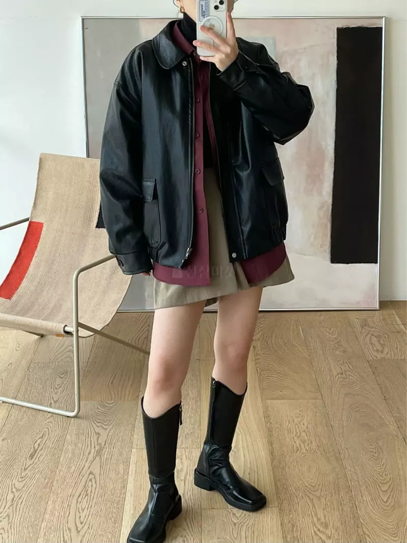 Beaming Seoul - Korean Women Fashion - #momslook - Leather Jacket - 3