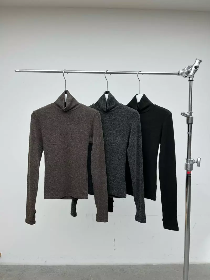Beaming Seoul - Korean Women Fashion - #momslook - Back Slit Warmer Turtleneck Tee