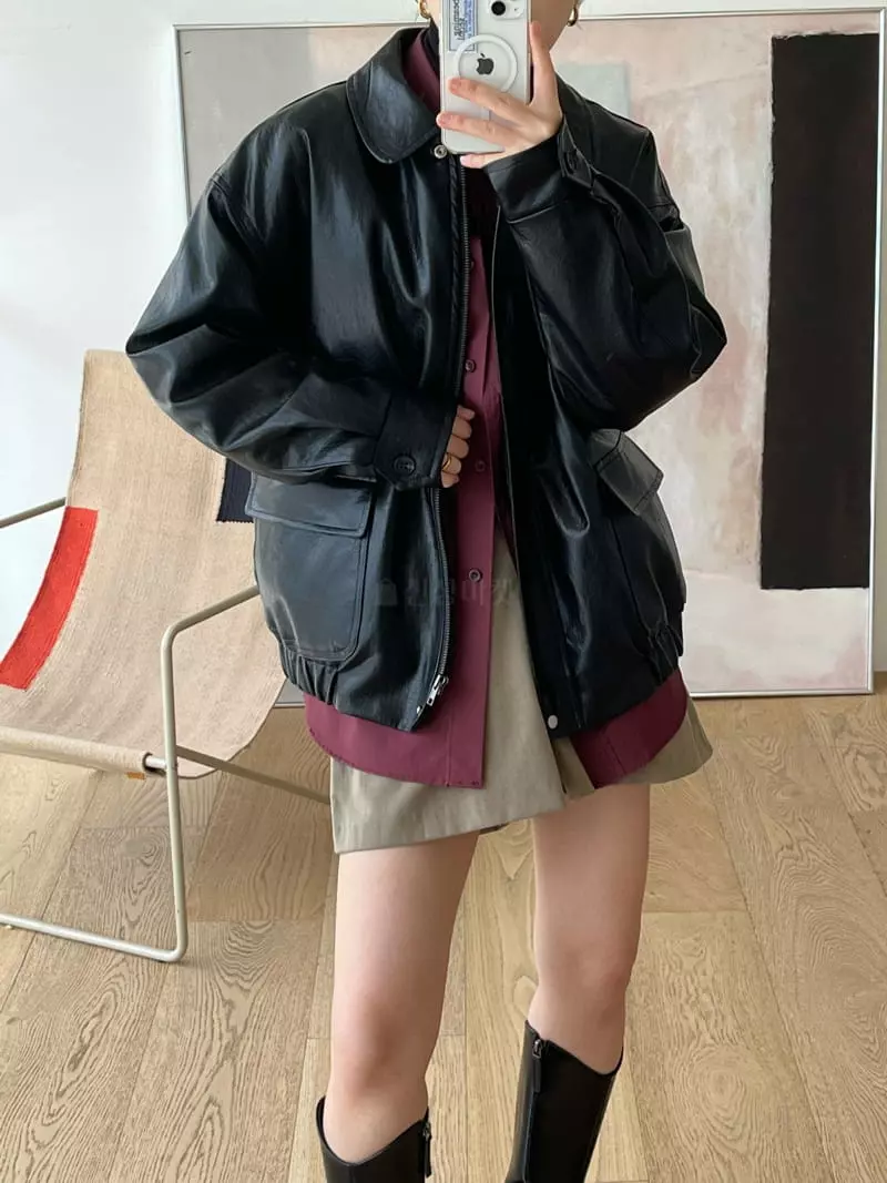 Beaming Seoul - Korean Women Fashion - #momslook - Leather Jacket - 4