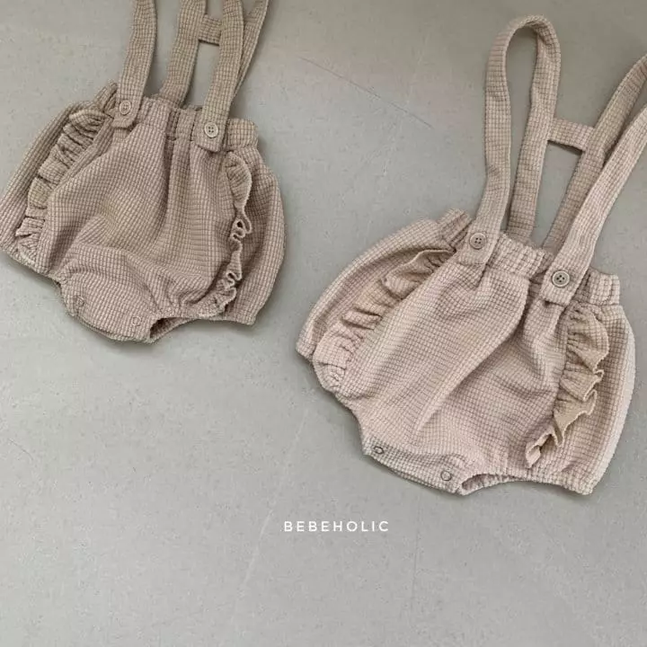 Bebe Holic - Korean Baby Fashion - #babyfashion - Waffle Frill Dungarees - 7