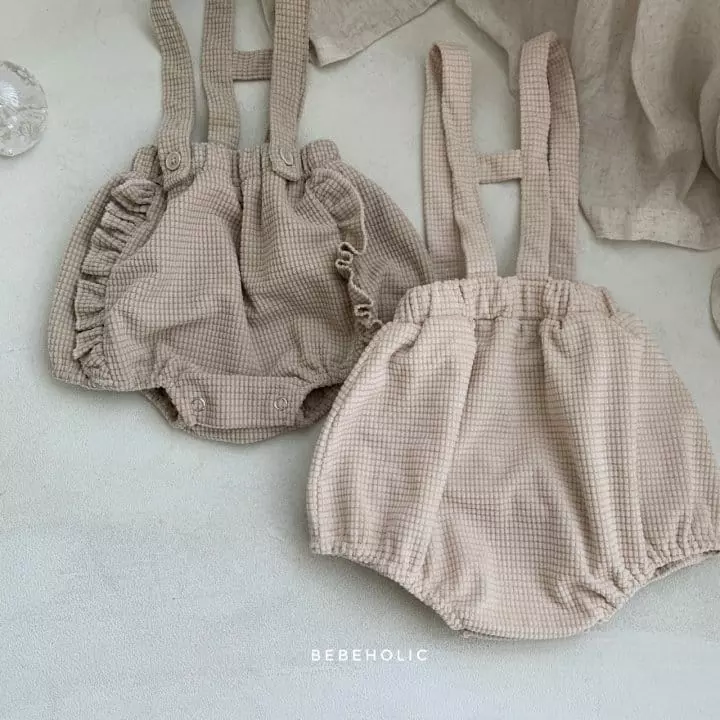 Bebe Holic - Korean Baby Fashion - #babyfever - Waffle Frill Dungarees - 8