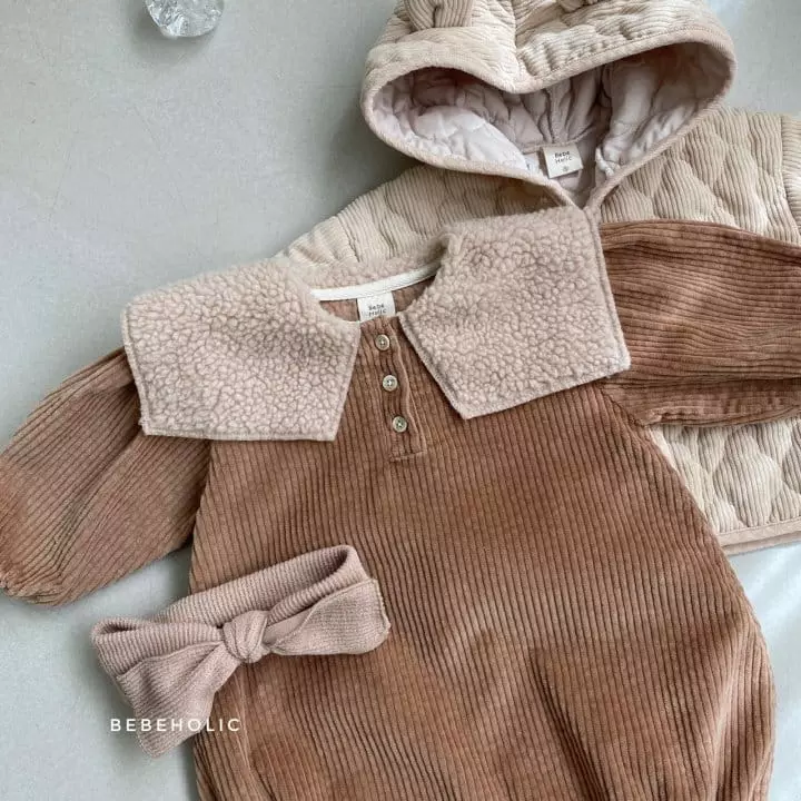 Bebe Holic - Korean Baby Fashion - #babygirlfashion - Bbogle Collar Bodysuit - 4