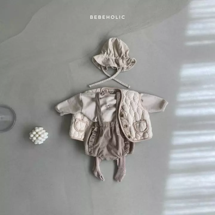 Bebe Holic - Korean Baby Fashion - #onlinebabyshop - Waffle Frill Dungarees - 2