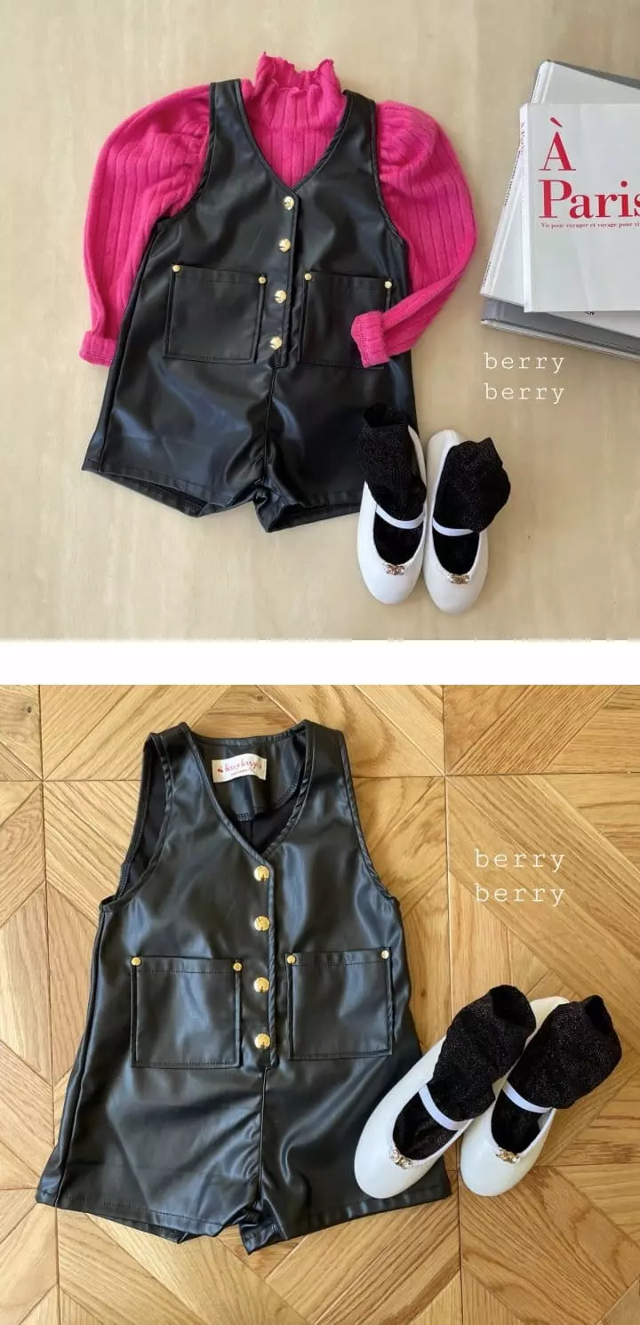 Berry Berry - Korean Children Fashion - #discoveringself - Leather Jumpsuit