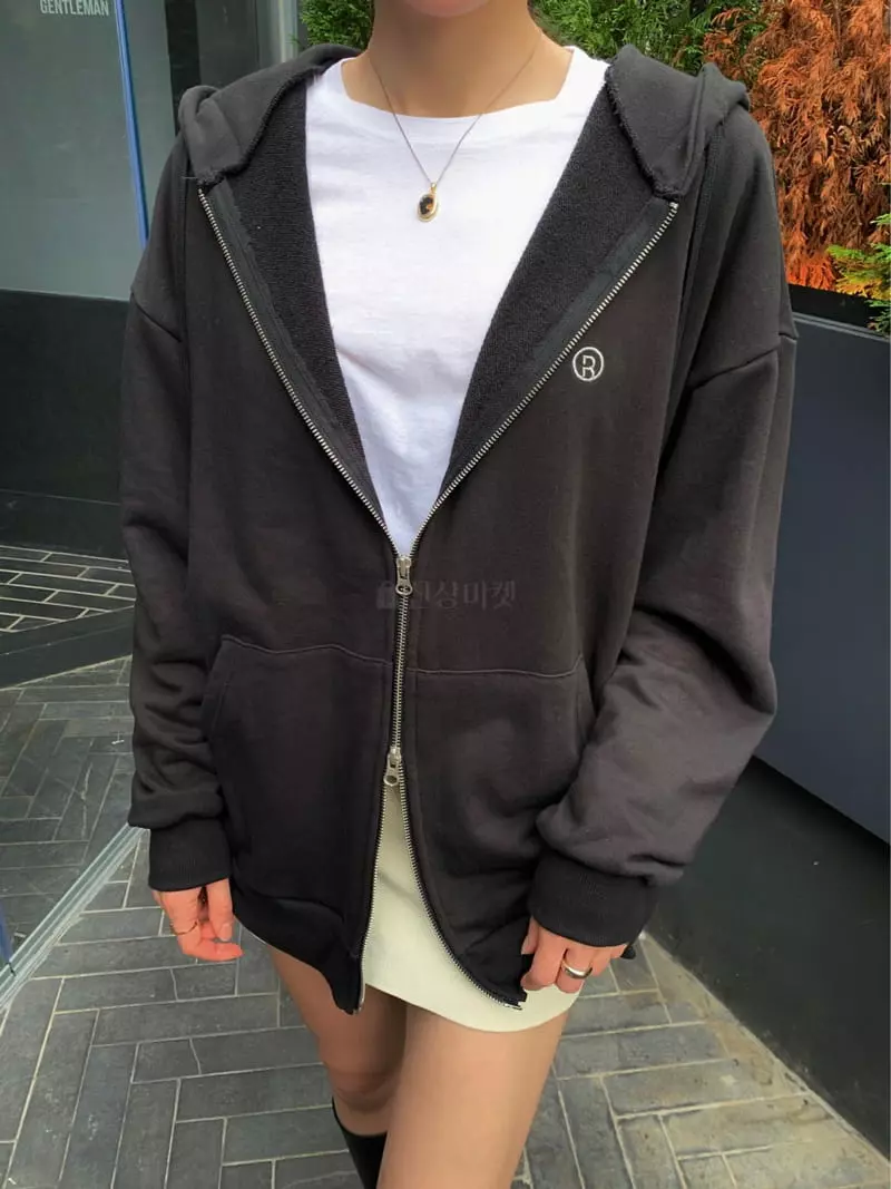 Betone - Korean Women Fashion - #momslook - B Hoody Zip-up - 2