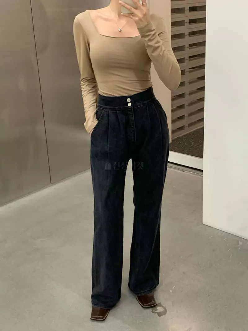 Betone - Korean Women Fashion - #momslook - Double Black Jeans - 7