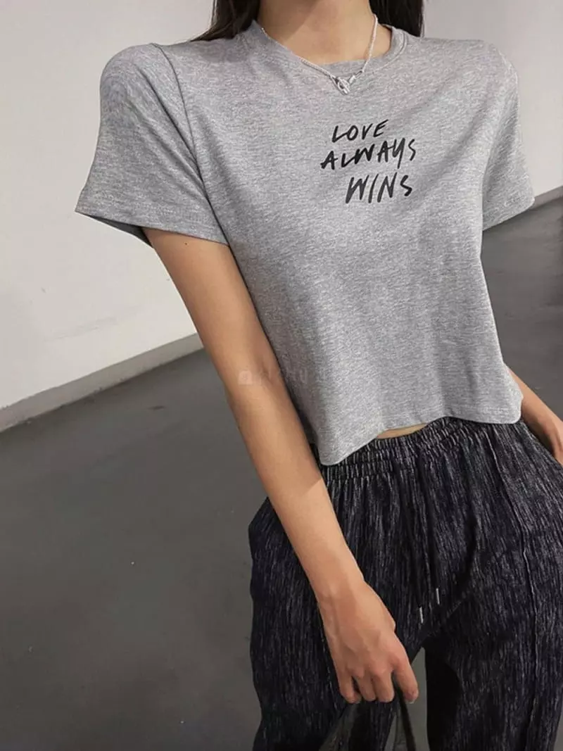 Betone - Korean Women Fashion - #momslook - Love Crop Tee - 10