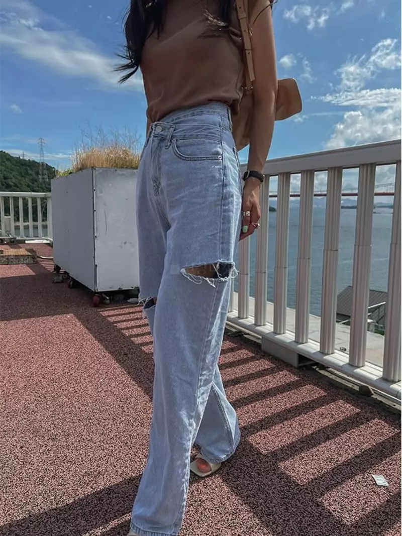 Betone - Korean Women Fashion - #momslook - Slit Denim Pants - 10