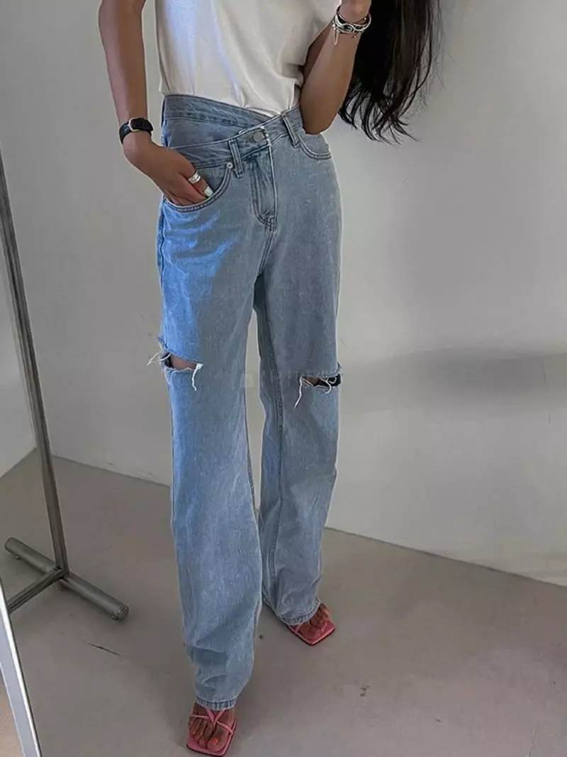 Betone - Korean Women Fashion - #momslook - Slit Denim Pants - 11