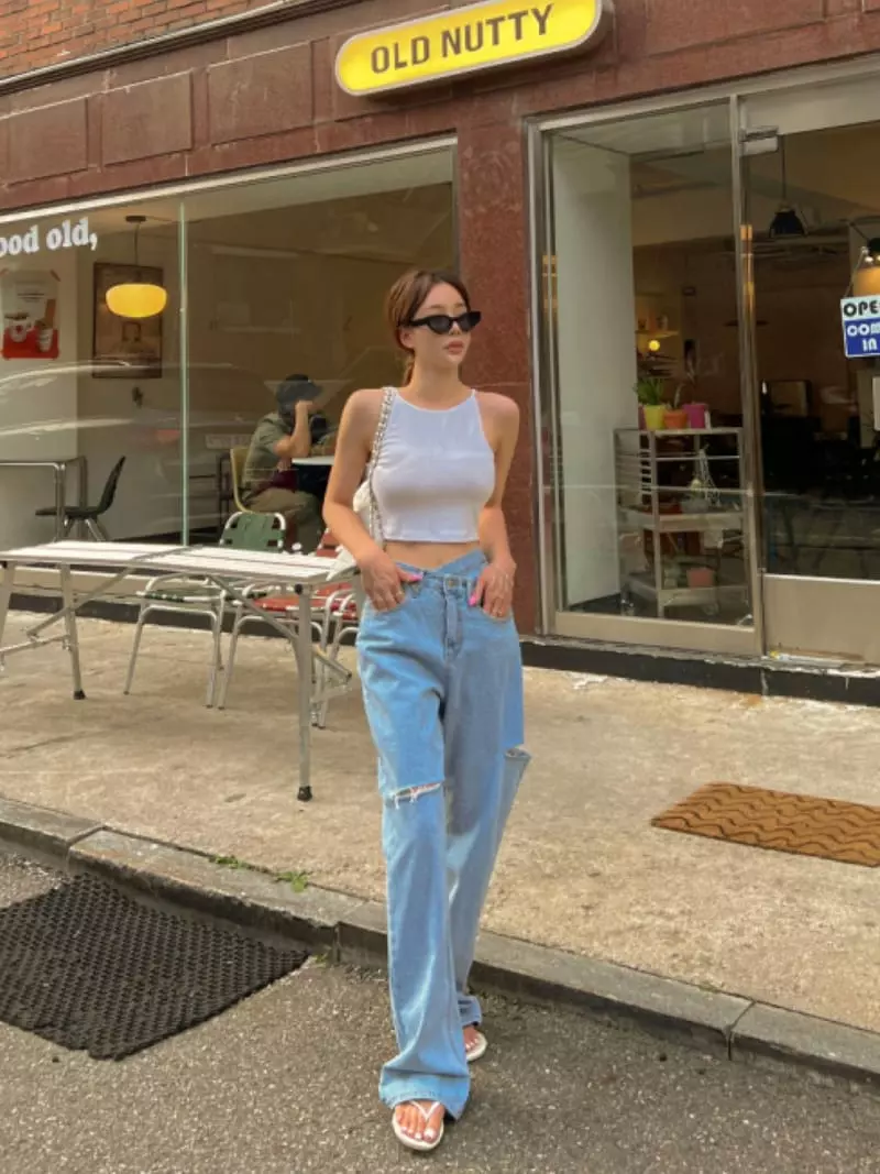 Betone - Korean Women Fashion - #momslook - Slit Denim Pants - 3