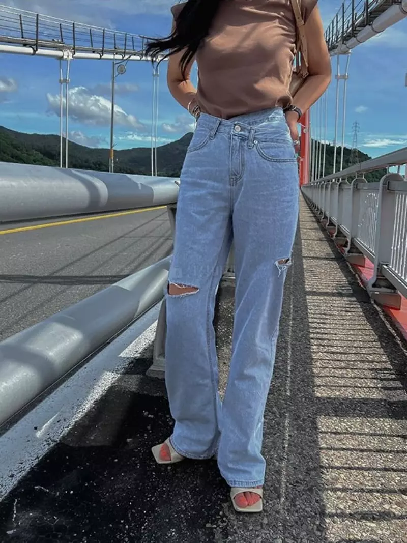 Betone - Korean Women Fashion - #momslook - Slit Denim Pants - 9