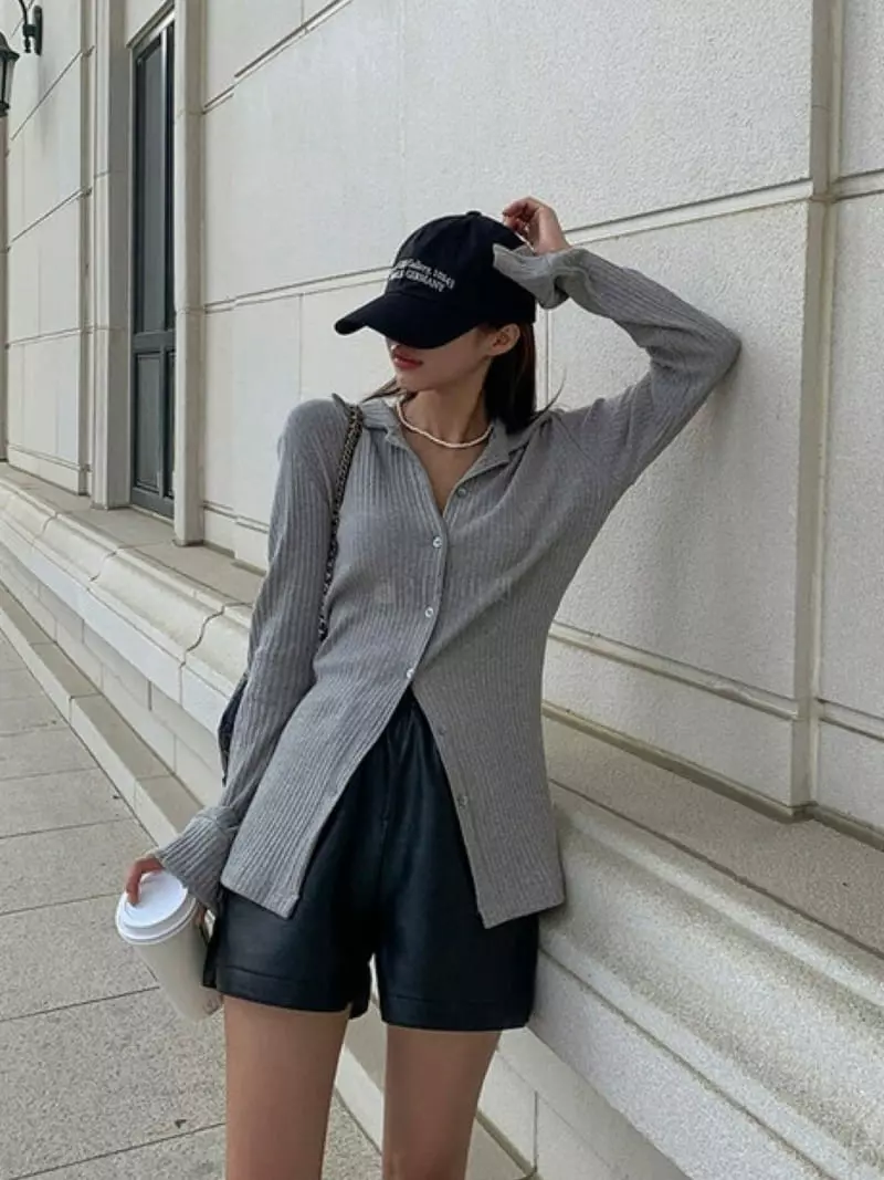 Betone - Korean Women Fashion - #womensfashion - Rib Shirt - 6
