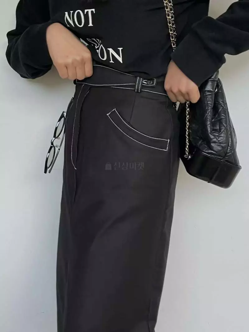 Binus - Korean Women Fashion - #momslook - Stitch Skirt - 3
