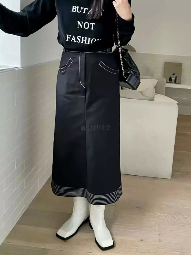 Binus - Korean Women Fashion - #momslook - Stitch Skirt - 5