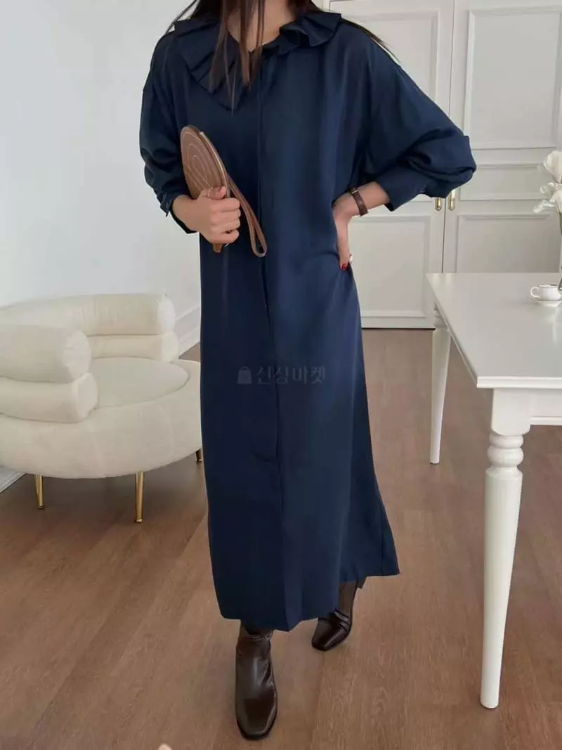 Binus - Korean Women Fashion - #momslook - Shirt Frill One-piece - 12