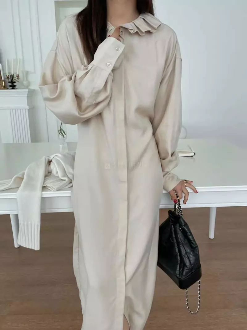 Binus - Korean Women Fashion - #womensfashion - Shirt Frill One-piece - 4