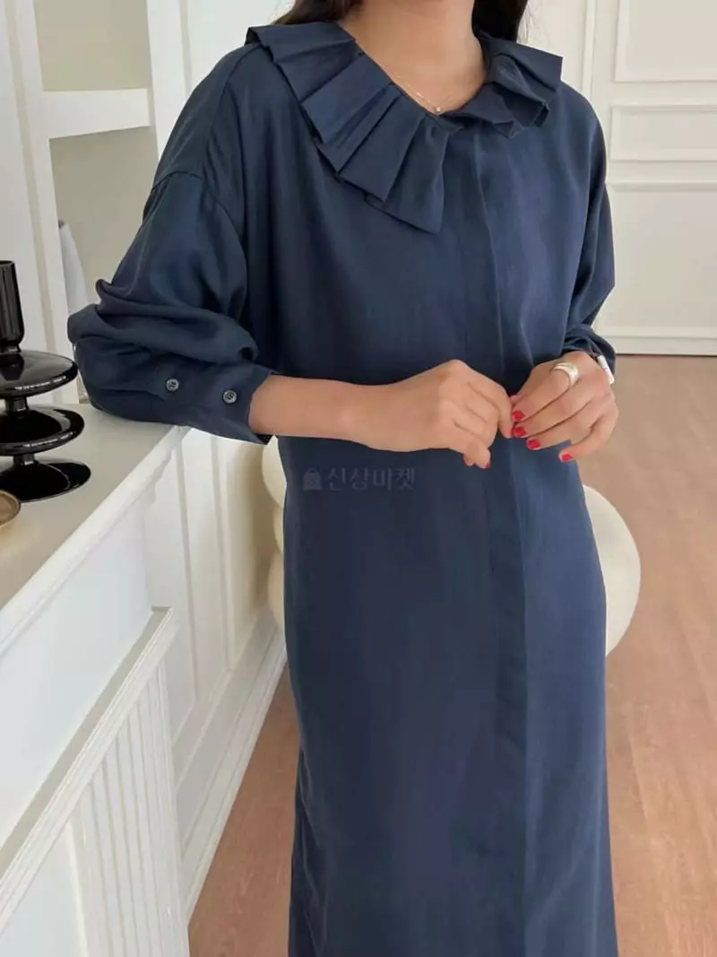 Binus - Korean Women Fashion - #momslook - Shirt Frill One-piece - 8