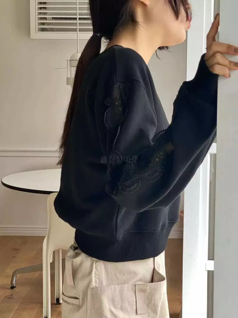 Binus - Korean Women Fashion - #momslook - Lace Sweatshirt - 10