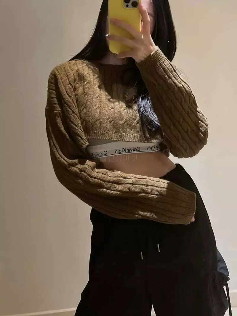 Binus - Korean Women Fashion - #momslook - Crop Knit Tee - 5