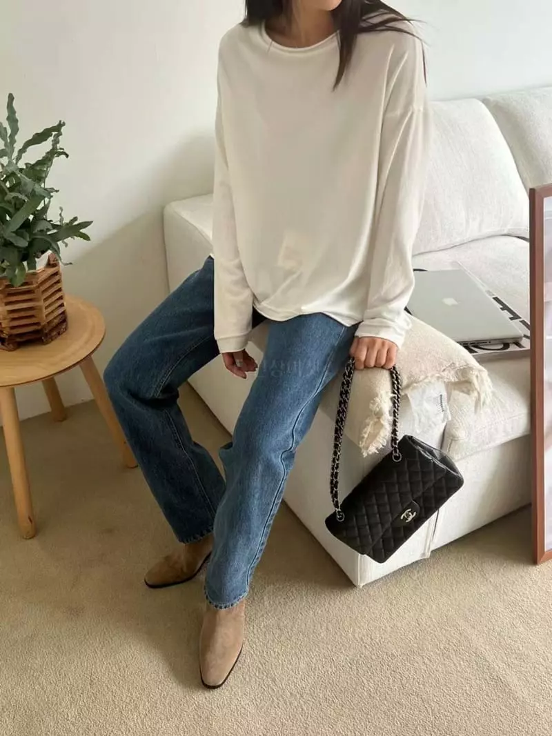 Binus - Korean Women Fashion - #vintagekidsstyle - Peach Tee - 4