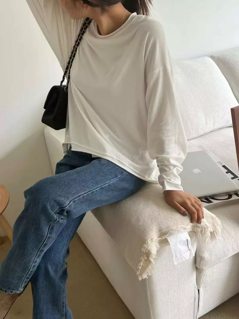 Binus - Korean Women Fashion - #restrostyle - Peach Tee - 5
