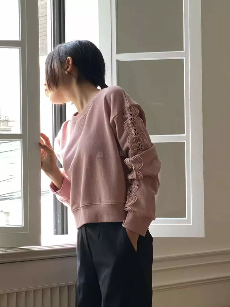 Binus - Korean Women Fashion - #vintageinspired - Lace Sweatshirt - 12