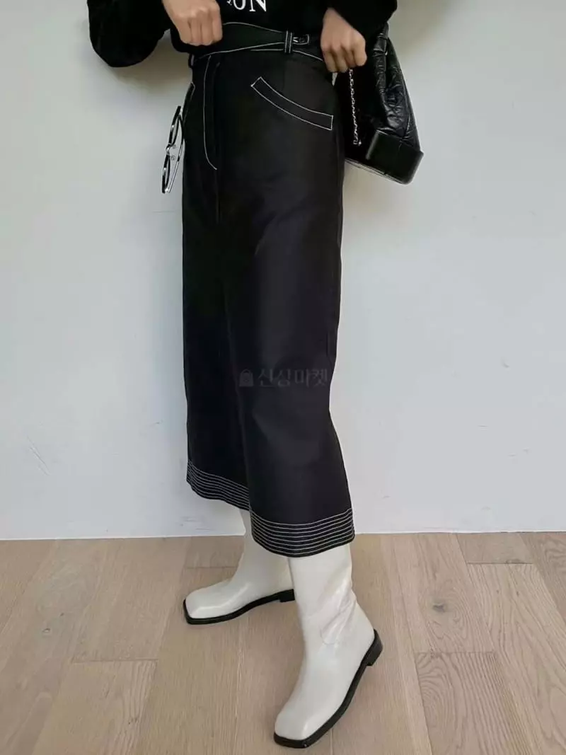 Binus - Korean Women Fashion - #momslook - Stitch Skirt - 4