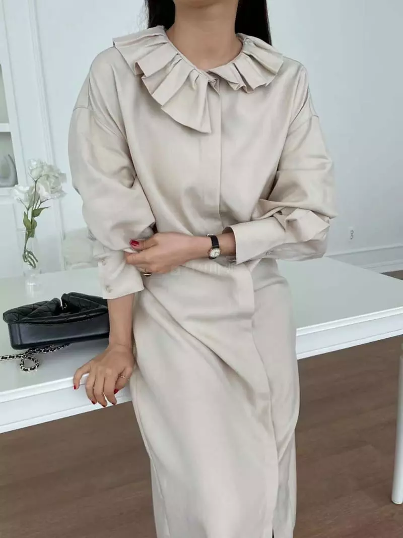 Binus - Korean Women Fashion - #womensfashion - Shirt Frill One-piece