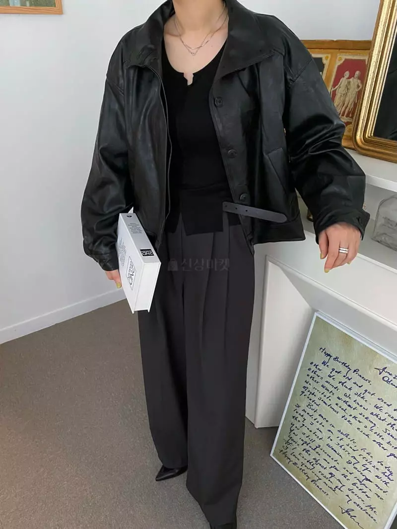 Birthday - Korean Women Fashion - #momslook - Matin Leather Jumper - 5