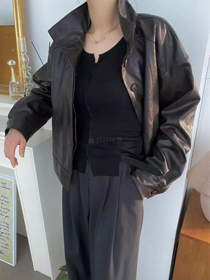 Birthday - Korean Women Fashion - #momslook - Matin Leather Jumper - 7
