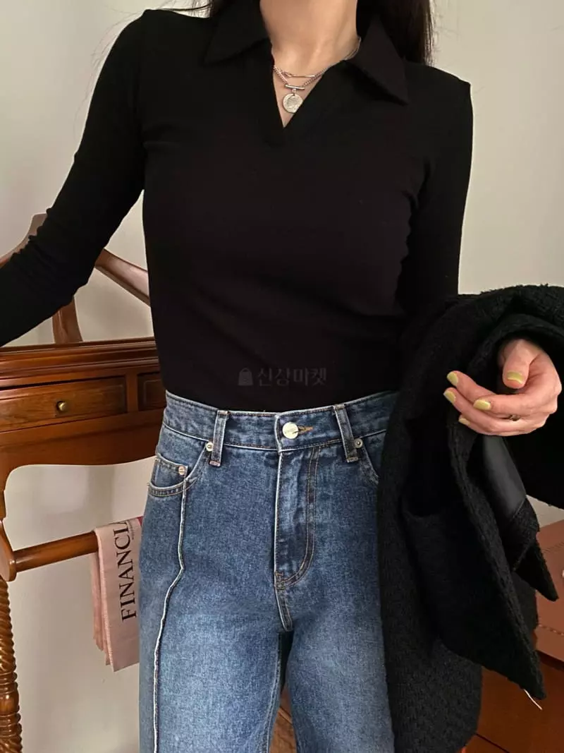 Birthday - Korean Women Fashion - #womensfashion - Mello Collar Tee - 4