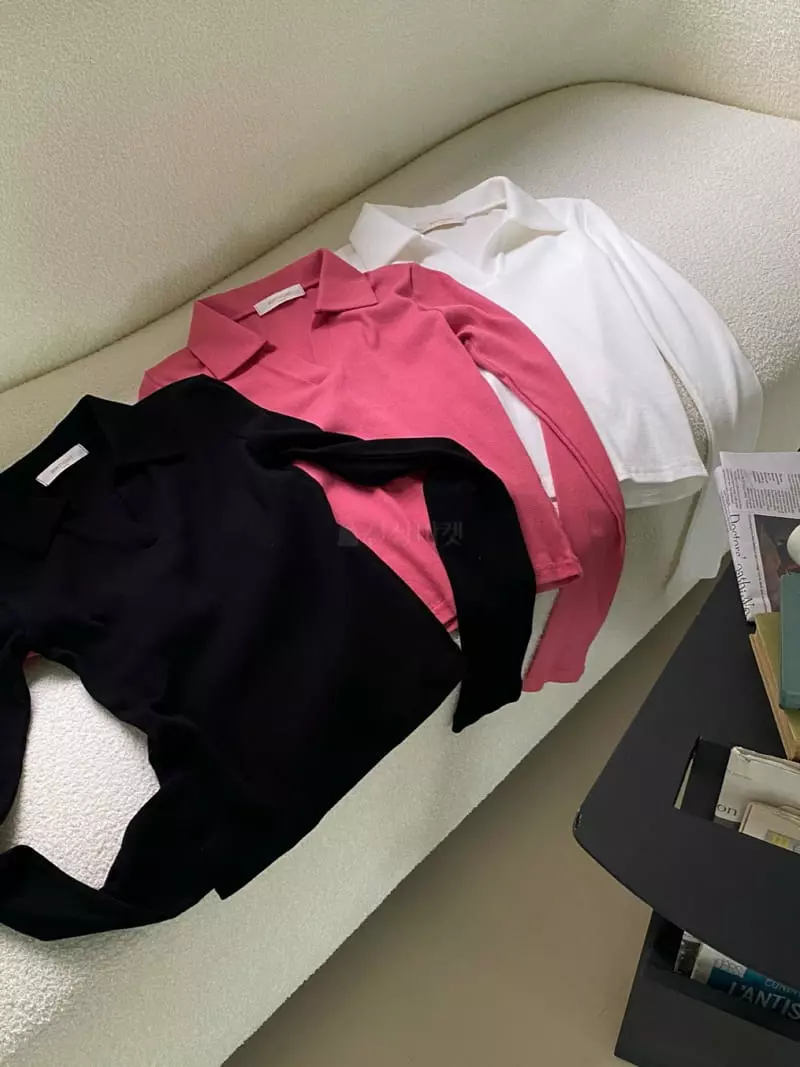 Birthday - Korean Women Fashion - #momslook - Mello Collar Tee - 8