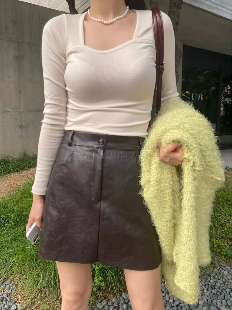 Birthday - Korean Women Fashion - #womensfashion - Scot Leather Deggi Skirt - 4