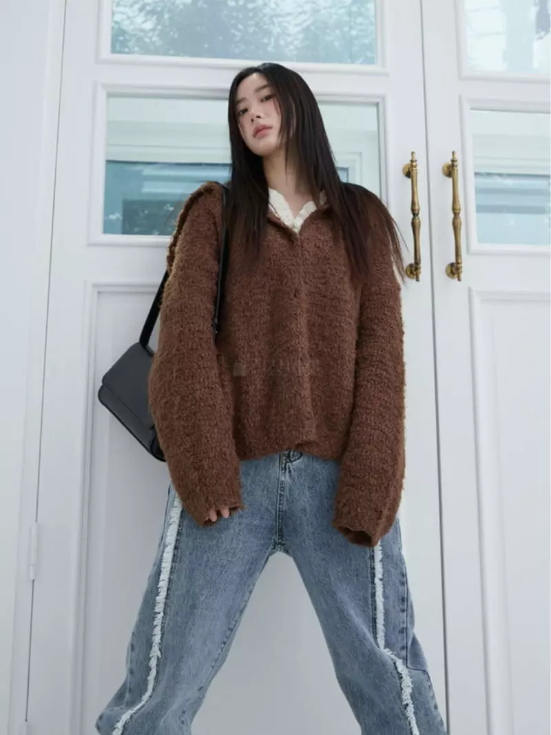 Birthday - Korean Women Fashion - #momslook - Hime Knit Cardigan - 4