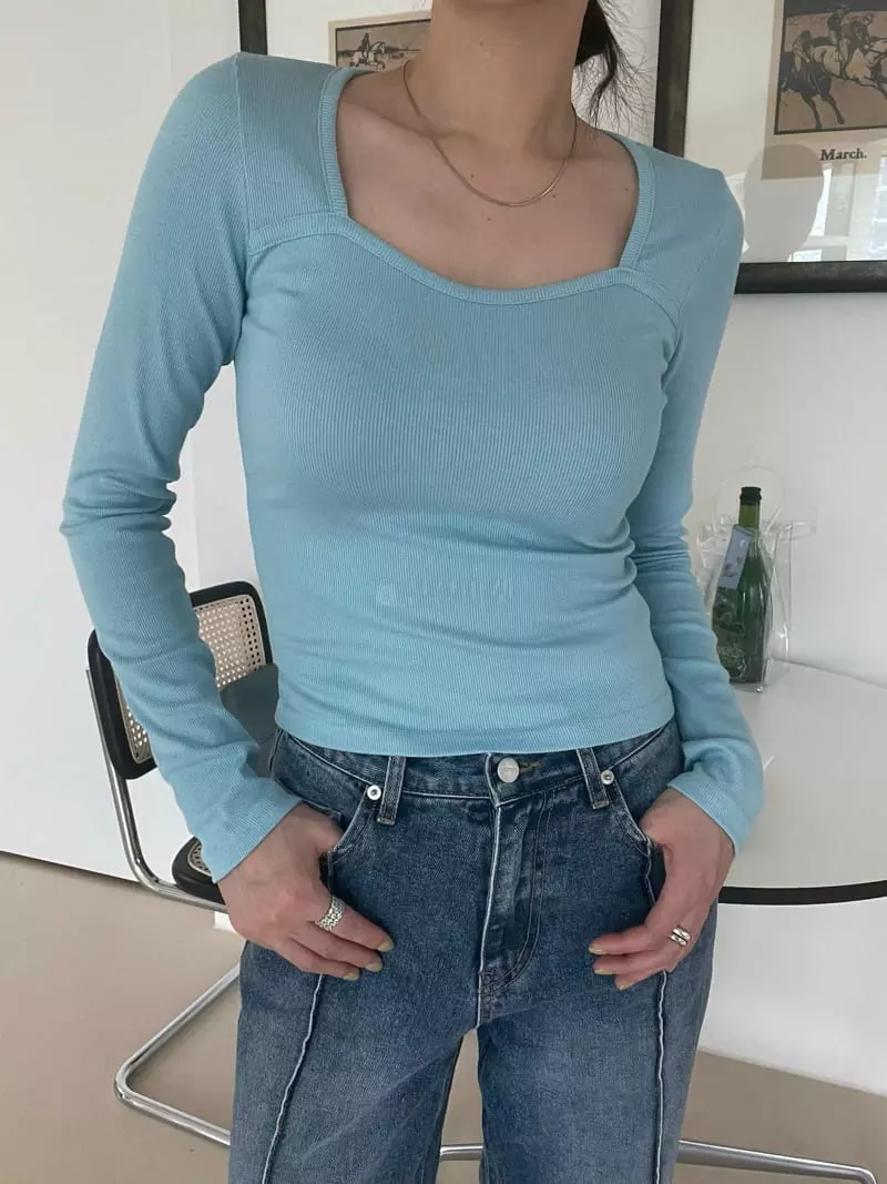Birthday - Korean Women Fashion - #romanticstyle - Heart Rib Tee - 8