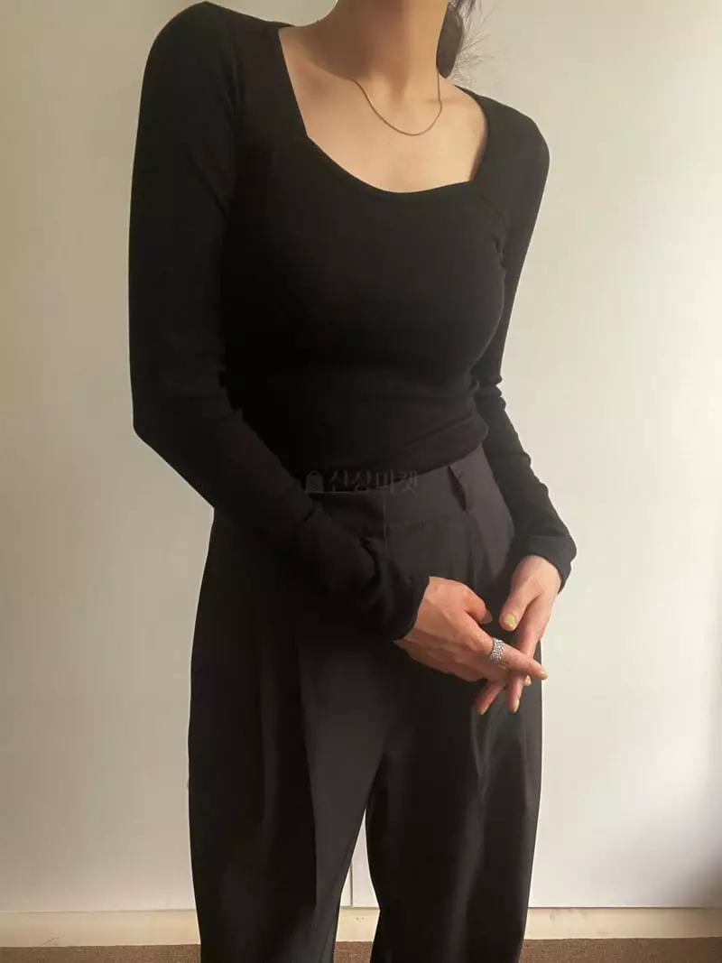 Birthday - Korean Women Fashion - #shopsmall - Heart Rib Tee - 9
