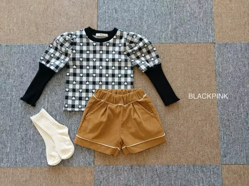 Black Pink - Korean Children Fashion - #discoveringself - Heart Check Puff Tee - 7