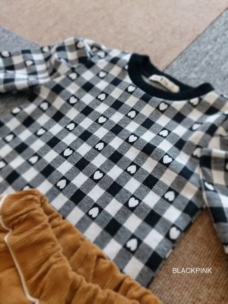 Black Pink - Korean Children Fashion - #kidsstore - Heart Check Puff Tee - 10