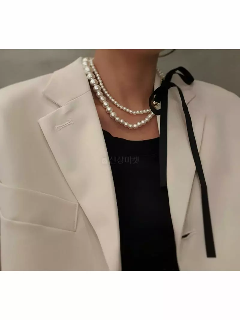 Blancchouette - Korean Women Fashion - #pursuepretty - Ribbon 3 Necklace - 5